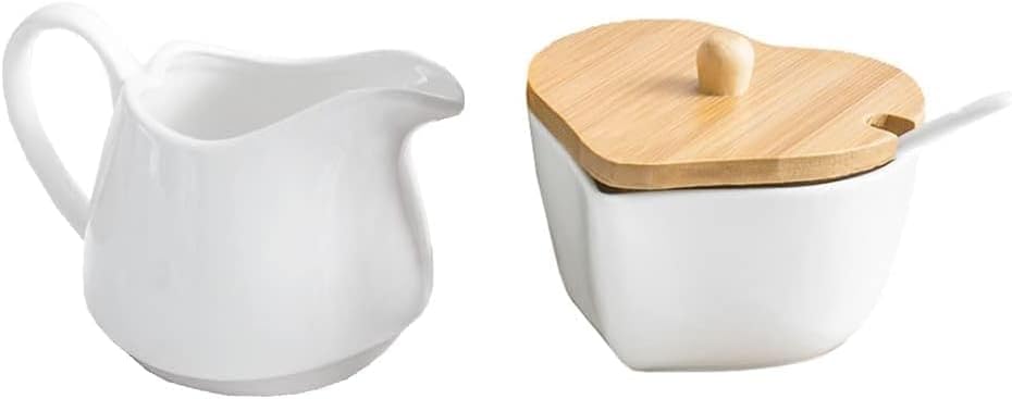 White Ceramic Creamer Pitcher/Sugar Bowl Set,Coffee Serving Set