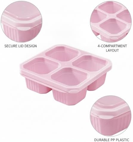 Home Organizers 4-Compartment Snack Box with Lid, Divided Dry Food
