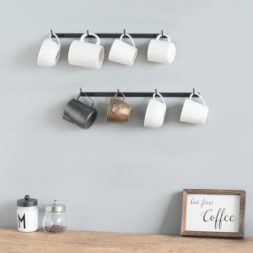 Dahey Mug Rack Wall Mounted Metal Coffee Cup Holder with 8 Hooks