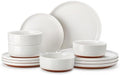 MALACASA Plates and Bowls Sets, 12 Pieces Modern Stoneware Dinnerware