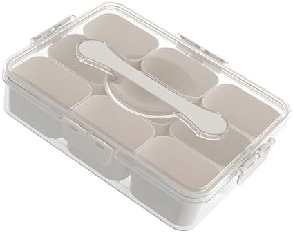 Divided Serving Tray with Lid and Handle, 9 Compartment Food Storage