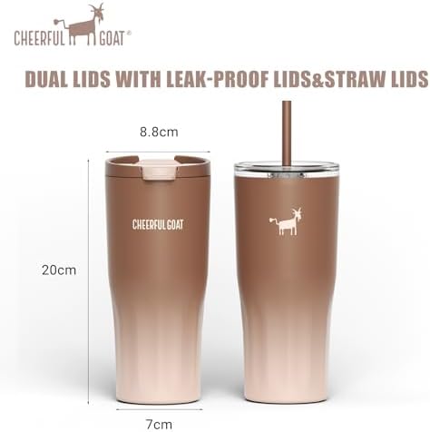 CHEERFUL GOAT Ceramic Travel Tumbler Ceramic Coffee Mug with 2 Lids