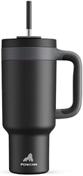 POWCAN 40 oz Tumbler with Handle, 2-in-1 Straw and Sip Lid, Leakproof