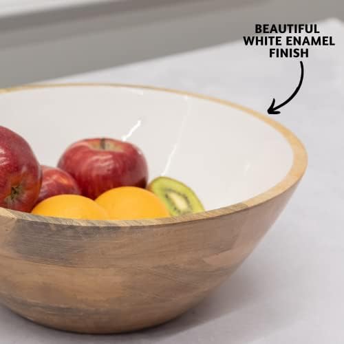 Folkulture Wooden Salad Bowl Set with Salad Servers, Serving Bowls