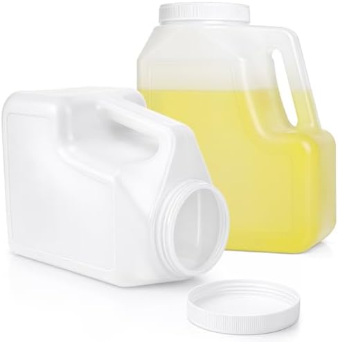 Yesland 2 Pcs White Plastic Gallon Jar with Handle and Airtight Lid