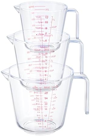 Measuring Cups, Plastic Measuring Cups Set of 3-1000ml, 600ml, 300ml