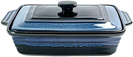 UNICASA 3.2-Quart Blue Ceramic Casserole Dish with Lid