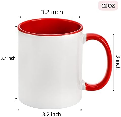 AVLA 6 Packs Porcelain Sublimation Mugs, 12 OZ Blank Drinking Cups