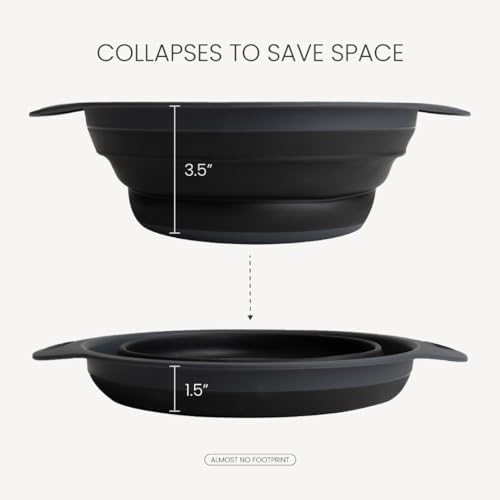 Collapsible Colander | 2-Pack Black Collapsible Strainer for Pasta