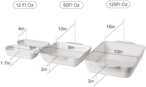 Sweejar Ceramic Rectangular Bakeware Set of 4, Kiln-Change White