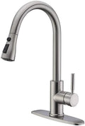WEWE High-Arc Pull-Down Kitchen Faucet, Brushed Nickel