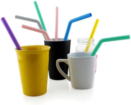Reusable Silicone Drinking Straw Set with Cleaning Brush and Case