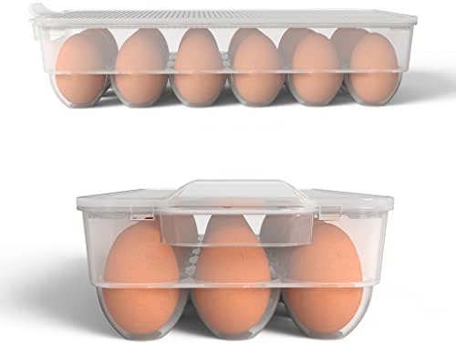 Clear Covered Egg Holder 3-Pack, Plastic Egg Storage for Refrigerator