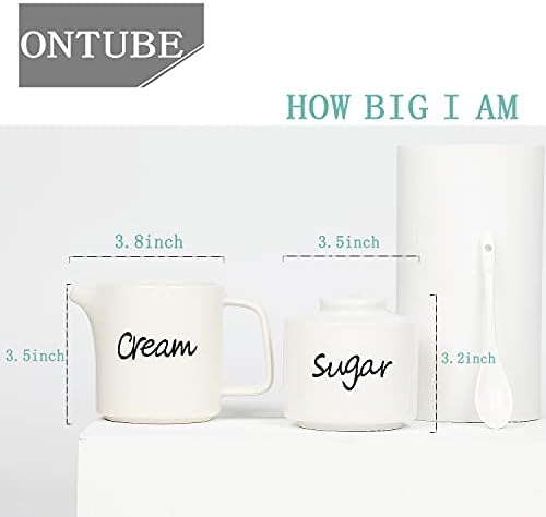 ONTUBE Porcelain Sugar bowl and Creamer Set of 3,White