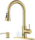 Touchless Kitchen Faucet with Pull-Down Sprayer, Brushed Gold