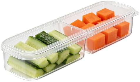 Fridge Storage Bins Box with Lid and Compartments