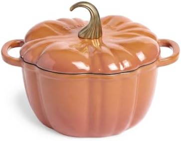Larder & Vine 5.5 qt Pumpkin Enameled Cast Iron Dutch Oven Pot, Harvest