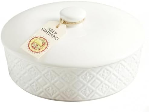 Large Tortilla Warmers with Lid 8.8 Inch, Embossed Ceramic Tortilla