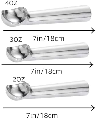 3Pcs Ice Cream Scoop,Heavy Duty Aluminum Alloy Cookie Scoop Set with