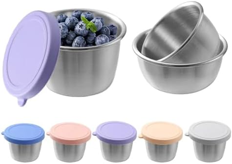 PandaEar 6 Pack 2.4 oz Stainless Steel Condiment Containers with