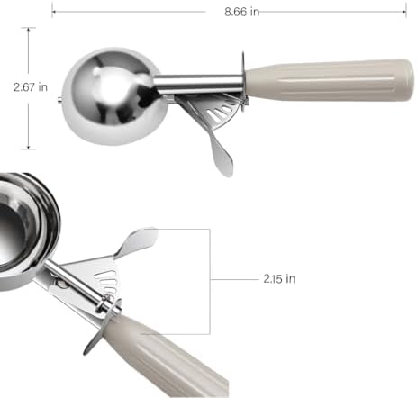 TOPKITCHEN Commercial-Grade Ice Cream Scoop 3.25 oz, 18/8 Stainless
