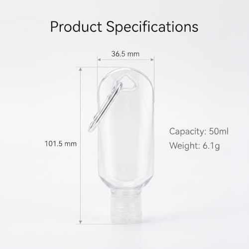 3Pcs Pocket Portable Clear Hot Sauce Keychain Bottles,2oz/50ml