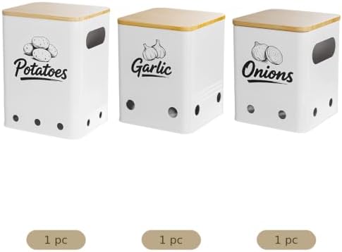 3 Pcs Potato Onion Garlic Storage Bins, Onion Containers and Vegetable