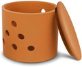 LEEPENK Terracotta Garlic Keeper,Vented Clay Garlic Storage Container