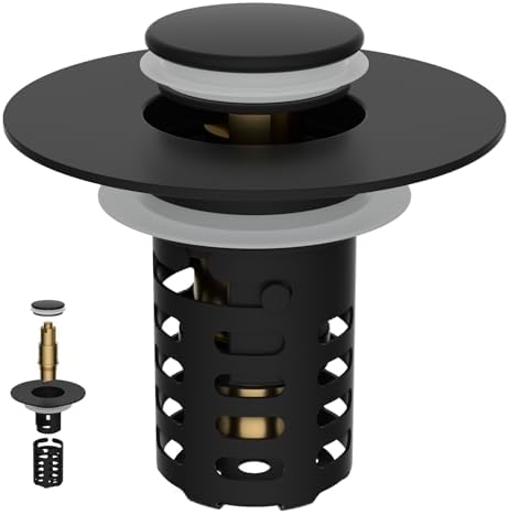 Universal Bathroom Sink Drain Strainer, Matte Black