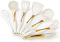 7 Pcs Silicone Spatula Cooking Utensils Set, White Gold