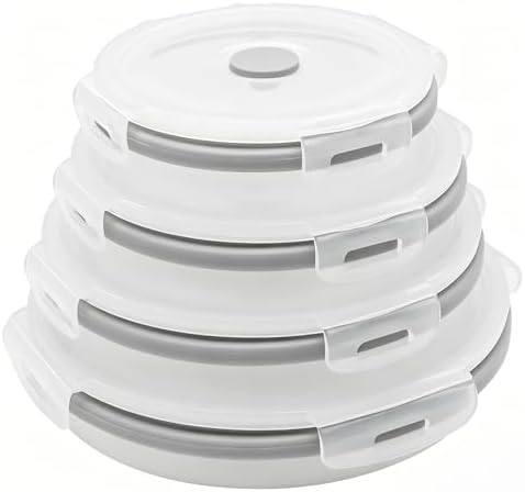 4 Pcs Silicone Collapsible Food Storage Containers with Lids, Silicone