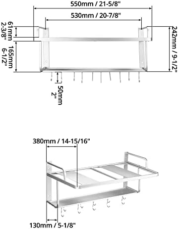 QWORK Wall-Mount Microwave Oven Rack, 21.65" x 15"