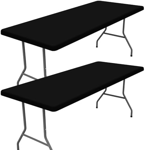 Moosfor 2 Pack Rectangle Spandex Fitted Table Cloth, 6FT Elastic