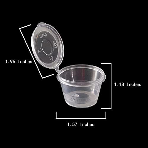 MIUPOO Plastic Souffle Cups,Disposable Clear Leak Proof Sauce Cup With