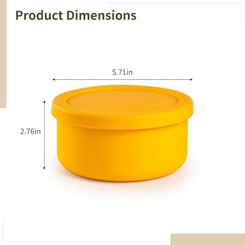 4Pcs Flexible Silicone Food Storage Containers, 700 ML Round Bento Box