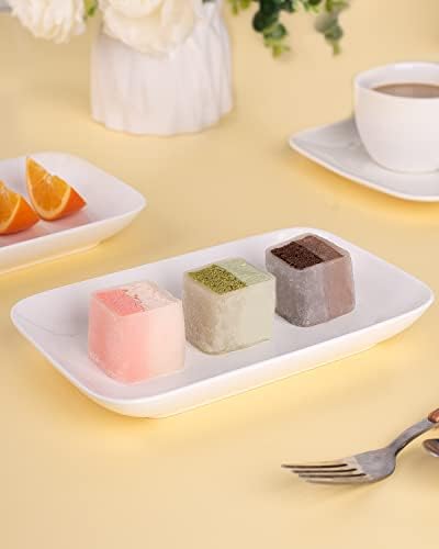 DELLING 8 Inch Rectangular Appetizer Plates Set of 6, Porcelain Salad