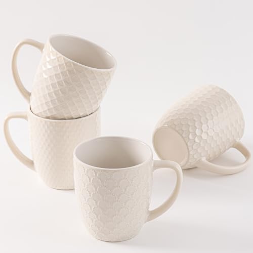 16 oz Coffee Mugs Set of 4, Porcelain Coffee Cups Ceramic, Farmhouse