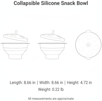 Save Cabinet Space with Collapsible Silicone Snack Bowl and Lid