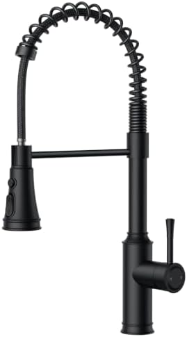 FORIOUS Vintage Kitchen Faucet with Pull-Down Sprayer, Matte Black