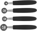 4pcs Stainless Steel Fruit Scoop Set with 4 Sizes Black Handles