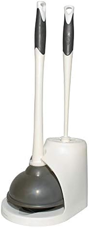 Clorox Toilet Plunger and Brush Set, White and Gray