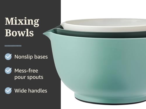 7-Piece Plastic Mixing Bowl Set 4.5 Qt Nesting Bowls with Lids, 11.75"