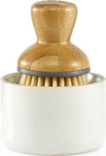 Full Circle Bubbly Palm Brush & Ceramic Soap Dispenser, White