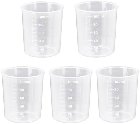 5 Pack Measuring Cup Set,3.4 Oz (100ml) Transparent Plastic Liquid