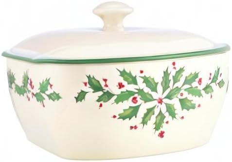 Lenox Holiday Porcelain Covered Christmas Casserole Dish