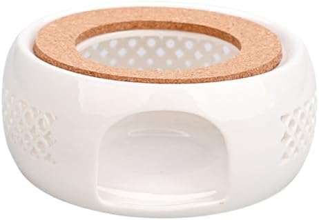 Ceramic Teapot Warmer with Wood Base, Heating and Heat Preservation