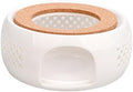Ceramic Teapot Warmer with Wood Base, Heating and Heat Preservation