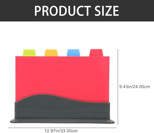 Toyvian Color-coded Plastic Cutting Board Set with Stand, 4pcs Food