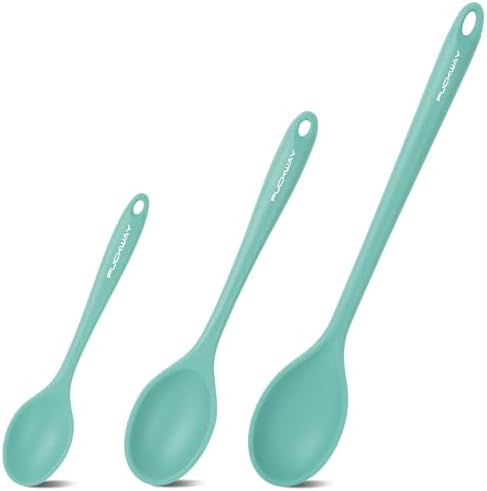 3 Pcs Silicone Spoons Set of 7.9 10.6 14.2 inch for Cooking, Heat