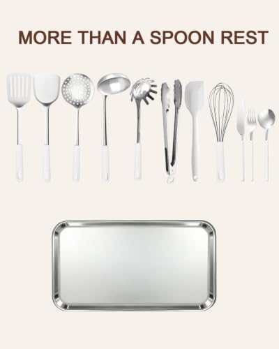 2 Pack Spoon Rest for Stove Top Kitchen Counter Stainless Steel Spoon
